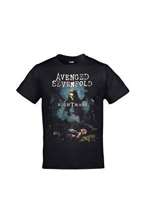 Avenged Sevenfold Nightmare Ön Arka Baskılı Unisex Siyah Tshirt