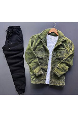 Peluş Hırka Ceket Ve Eşofman Alt Takım