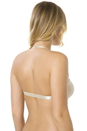 Kadın Bej Balenli Micro Sırtı Seffaf Destekli Sütyen 7042