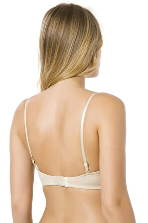 Kadın Bej Balenli Micro Kaplı Straplez Boş Kap Sütyen 7035