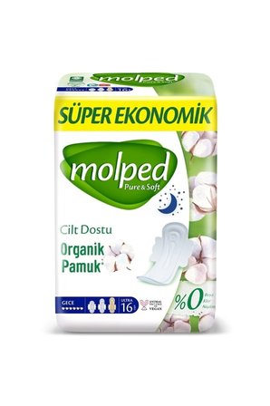 Molped Pure & Soft Gece Süper Ekonomik Ped 16 Lı X 3 Adet