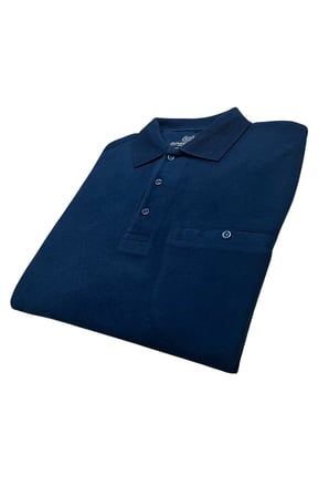 PAMUKLU TÜYLENME YAPMAYAN ,POLO YAKALI,CEPLİ, BABA KAZAĞI.İNDİGO MAVİ 5XL-6XL