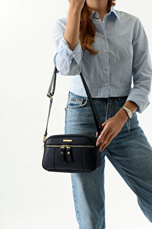 KADIN BEŞ BÖLMELİ ÇAPRAZ ASKILI ŞIK DİZANY İŞLEMELİ ÇAPRAZ ÇANTA