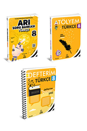Arı Yayınları 8. Sınıf Türkçe Seti ATÖLYEM-SORU BANKASI-DEFTER 2024-2025