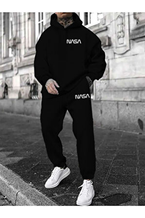 Nasa Yazılı Baskılı Sweatshirt & Eşofman Alt Üst Takım Unisex
