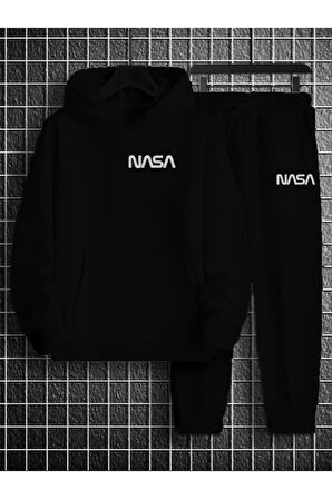 Nasa Yazılı Baskılı Sweatshirt & Eşofman Alt Üst Takım Unisex