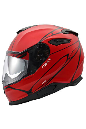 Y.100 B-sıde Mat Siyah-kırmızı Kask