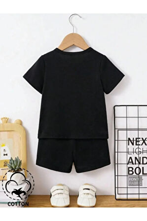 Çocuk Tasarım Hayvanlar Kids Baskılı T-Shirt Şort Alt Üst Takım %100 Pamuk