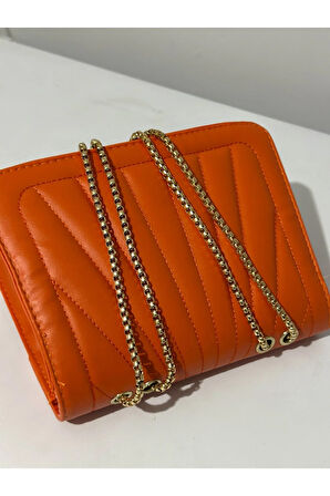 Tavuz nakış işlemeli 2 gözlü çapraz kilitli çanta