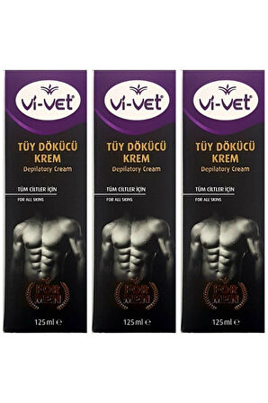 Vivet Erkek Tüy Dökücü Krem Tüm Ciltler 125ml X 3 Adet Vivet Formen