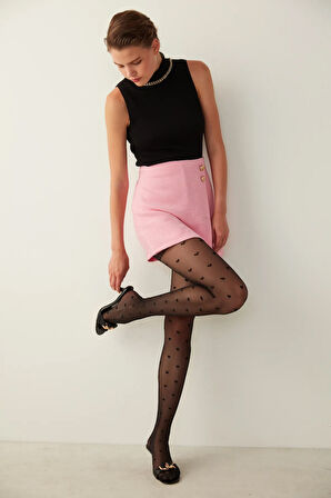 Mini Heart Siyah Külotlu Çorap