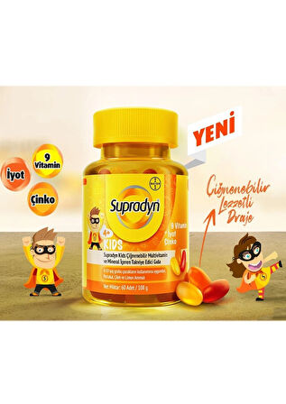 Kids Multivitamin Ve Mineral Içeren Çiğnenebilir 60 Tablet 2 Adet