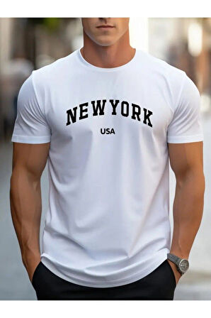 CEYDA GÜMÜŞ Erkek New York Baskılı Süprem T-shirt