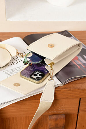 Lüks Çapraz Askılı Kolon Kemer Detaylı Mini Cüzdan Tasarımlı Çanta