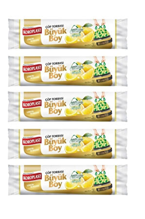 Ekstra Güçlü Limon Büzgülü Büyük Boy 10lu Çöp Torbası X 5 Paket