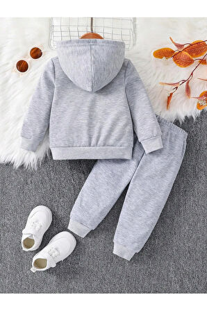 Çocuk Oversize Kapüşonlu Eşofman Takımı Basic İçi Pamuklu
