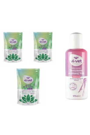 Vivet Granül Sir Ağda Azulen 250 gr 3 adet + Vivet Ağda Temizleme ve Masaj Yağı VitaminE 125 ml