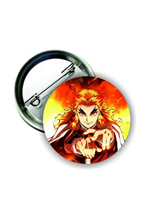 Demon Slayer Rengoku Anime Manga Buton Rozet