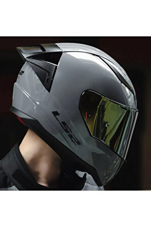 Rapıd 2 Race Nardo Gri Fullface Motosiklet Kaskı Gold Camlı