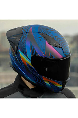 Rapid 2 Optik Race Full Face Motosiklet Kaskı Yarış Spoiler Şeffaf Siyah Vizörlü