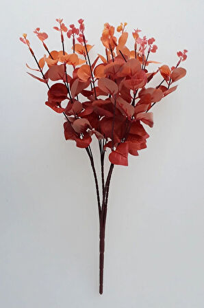 Yapay 16 Dallı Islak Okaliptus Bitkisi 50 Cm Kahve