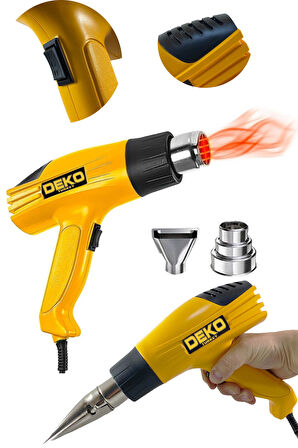 Sıcak Hava Tabancası 3700 Watt Çift Kademeli Termik Korumalı Sıcak Hava Üfleme Makinesi 900 C°