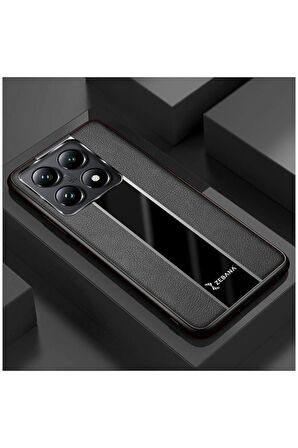 Xiaomi Mi 14T Pro Uyumlu Kılıf Zebana Premium Deri Kılıf Siyah