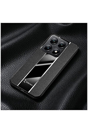 Xiaomi Mi 14T Pro Uyumlu Kılıf Zebana Premium Deri Kılıf Siyah