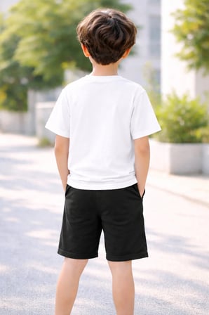 Erkek - Kız Çocuk Tişört Şort Takım %100 Pamuk Yazlık Rahat Kalıp Baskılı T-Shirt Çocuk Kombin