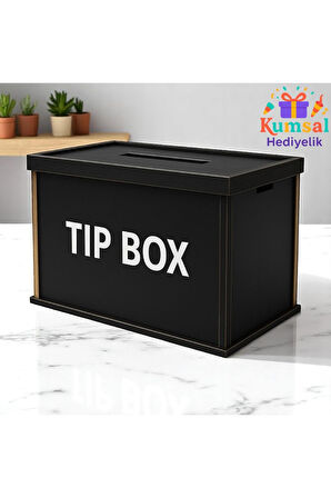 Ahşap Siyah Tip Box Kumbara Ve Bahşiş Kutusu Tipbox