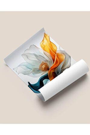 Çerçevesiz Poster Mavi Retro Vazo