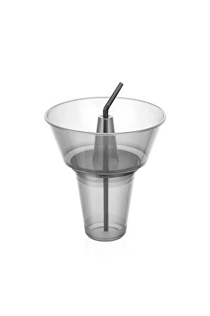 1 Adet Pratik Pipetli Bardaklı Pop Corn Kovası Atıştırma Çerez Tabağı Kuruyemiş Patlamış Mısır Cips