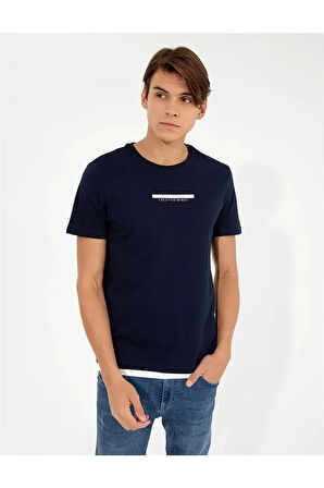 Lacivert Slim Fit Bisiklet Yaka T-shirt