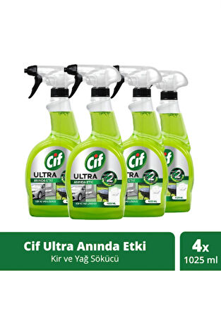 Cif Ultra Anında Etki Kir Ve Yağ Çözücü 1025 ml X4