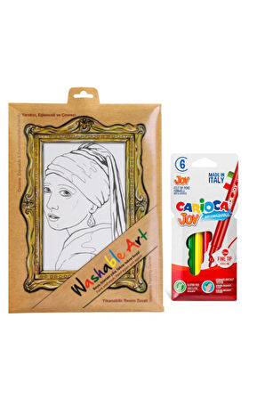 Washable Art 2'li Set | Johannes Vermeer - Girl With a Pearl Earring, Carioca Joy 6'lı Boya Kalemi