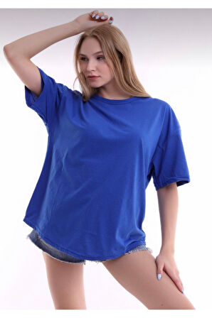 Unisex Pamuklu Bordo Bisiklet Yaka Oversize T-shirt