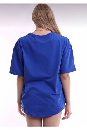 Unisex Pamuklu Bordo Bisiklet Yaka Oversize T-shirt