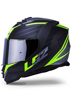 Storm 2 Nerve Neon Sarı Kapalı Motosiklet Kaskı Gri Camlı