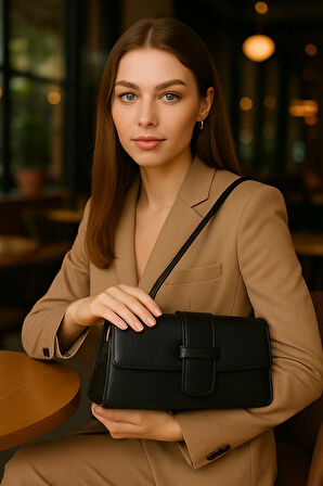 Lüks Şık Tasarım Özel Kapak Detaylı Omuz Çantası