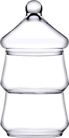 Villa Patisserie 2 Katlı Cam Kurabiyelik Şekerlik Sunumluk