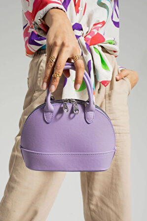 Lila Renkli D Model Mini Şişe Çapraz Askılı Özel Tasarım Kutu Çanta 3008