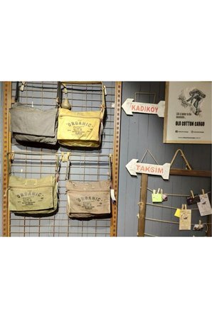 Salaş Omuz Çantası Pamuk Postacı Laptop Okul Seyahat Günlük Vintage Retro - Mulater Bag 8128