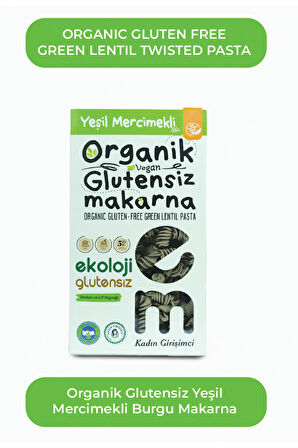 E.M. Organik Glutensiz Makarna Yeşil Mercimek Burgu 200 Gr / 12 Adet