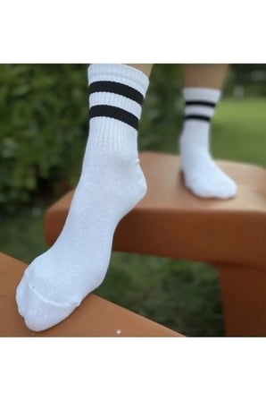4'lü Siyah Çizgili Tenis Çorap