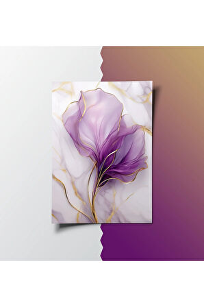 Çerçevesiz Poster, Dijital Baskı, Çiçek Temalı Mermer Desen Poster , Modern, Soyut Minimalist Poster