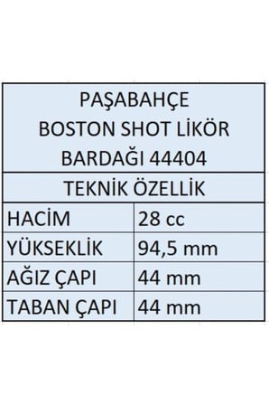 44404 Boston Shot Bardağı  28cc - 12 Adet