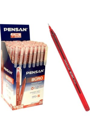 Tükenmez Kalem 10 Adet Kırmızı Renk 1.0 Mm Büro Tipi Ballpoint Büro Tükenmez Kalem 10