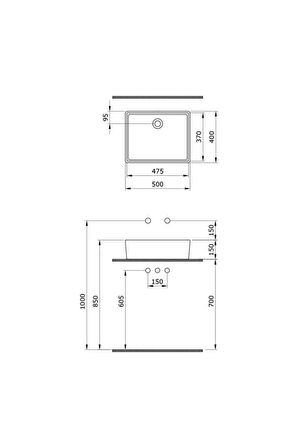 Milano 50 Cm Çanak Lavabo Mat Beyaz 1215-002-0125