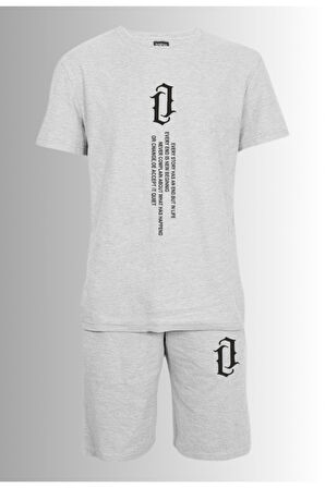 Dikey Baskılı Şort ve Tişört Takımı