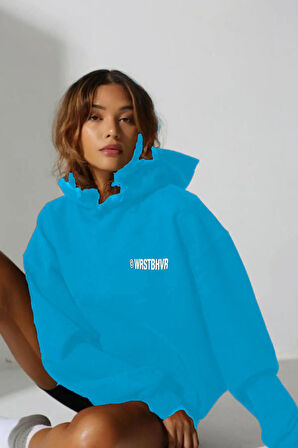 Kadın Siyah Baskılı Kapüşonlu Sweatshirt